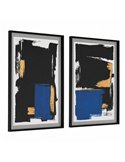 lot de 2 cadres abstraits noir bleu doré