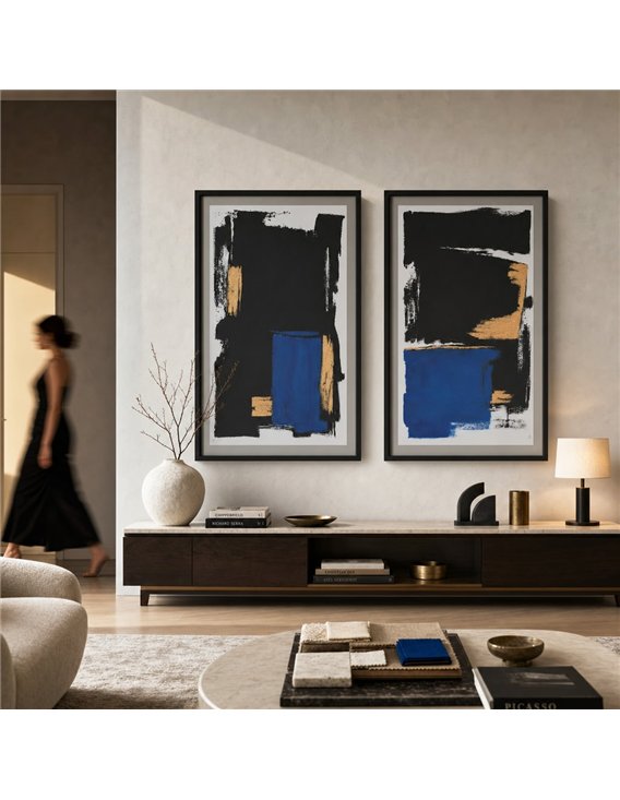 cadres décoratifs abstraits sous verre