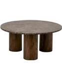 Table basse ronde en marbre marron