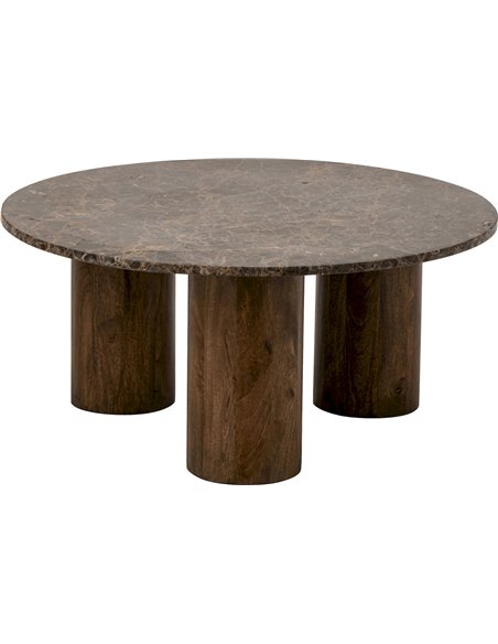 Table basse ronde en marbre marron