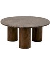 Table basse ronde en marbre marron