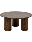 Table de salon ronde au plateau minéral