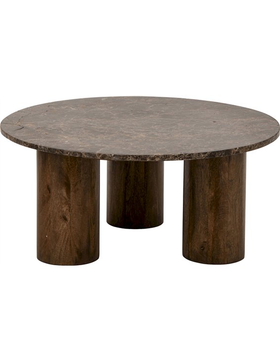 Table de salon ronde au plateau minéral