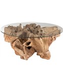 Table basse ronde en teck naturel