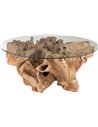 Table basse ronde en teck naturel
