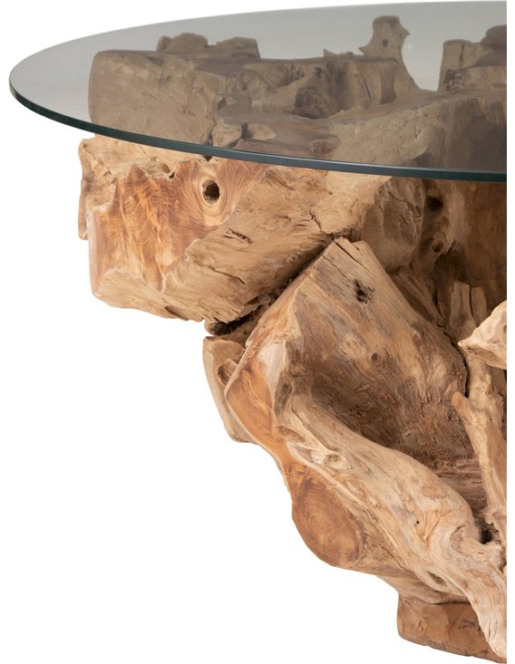 Table basse bois et verre pour salon