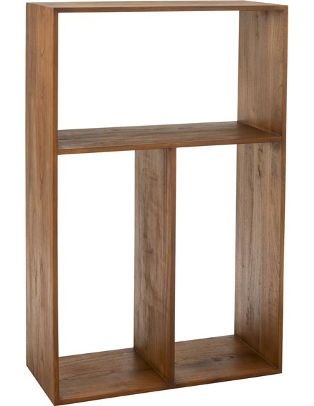 Étagère cube en bois marron vue de trois quarts