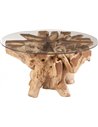 Table basse en teck naturel avec plateau en verre