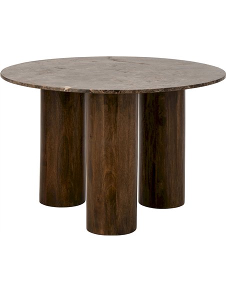 Table à manger ronde en pierre marron