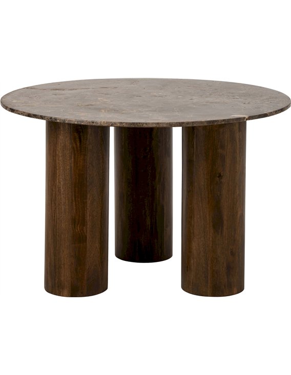Table ronde au plateau minéral veiné