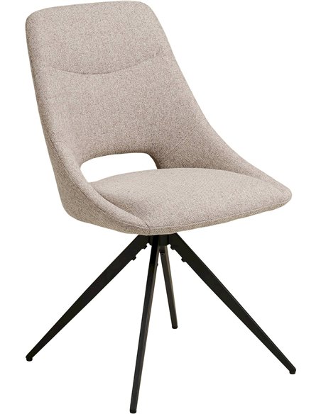 Chaise pivotante beige en tissu bouclé