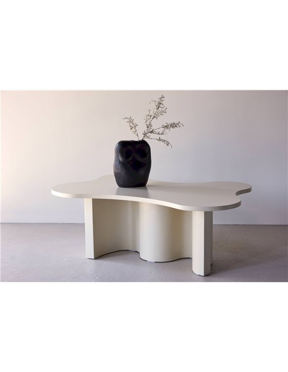 Table basse beige en MDF laqué