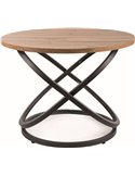 Table basse ronde effet chêne et métal noir