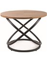 Table basse ronde effet chêne et métal noir