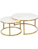 Set de deux tables basses rondes effet marbre