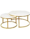 Set de deux tables basses rondes effet marbre