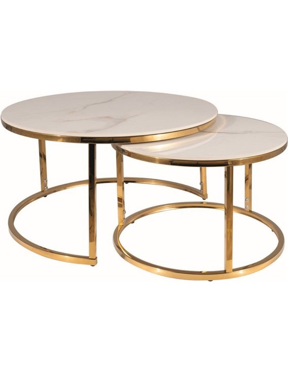 Tables basses gigognes avec structure dorée