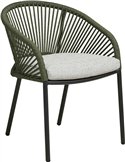 Chaise de jardin vert avec coussin gris
