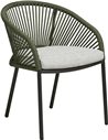 Chaise de jardin vert avec coussin gris