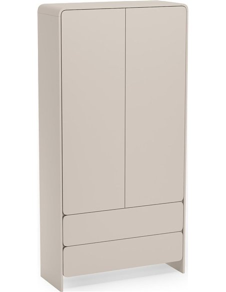Armoire deux portes beige avec tiroirs