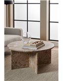 Table basse avec plateau rond en pierre naturelle