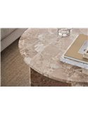 Table basse beige à piètement sculptural