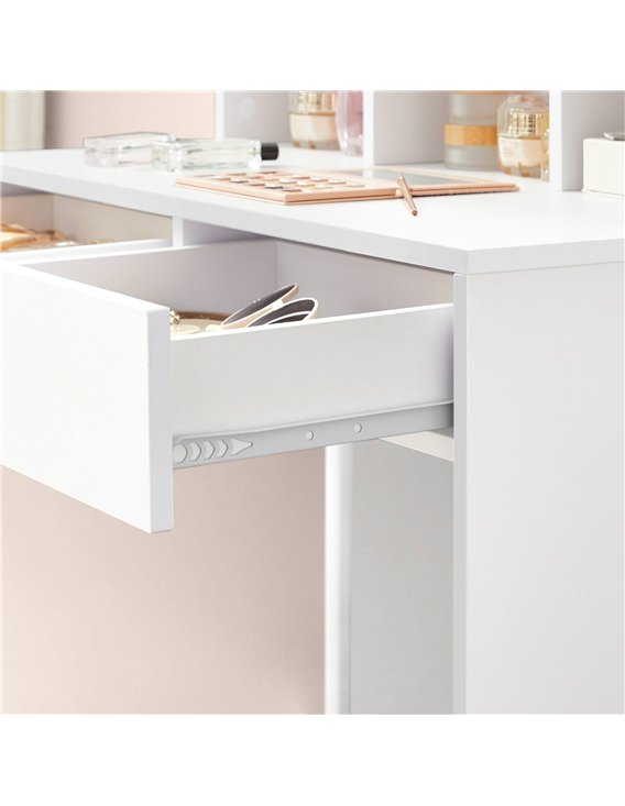 Rangement maquillage avec compartiments ouverts