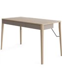Bureau bois clair et beige avec trois tiroirs