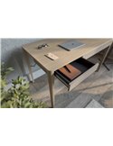 Bureau avec façades beiges et pieds bois