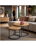 Tables basses rondes avec structure noire