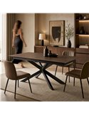 Table rectangulaire en céramique et métal