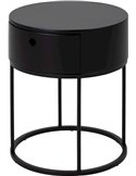 Table de chevet ronde noire avec tiroir