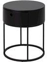 Table de chevet ronde noire avec tiroir