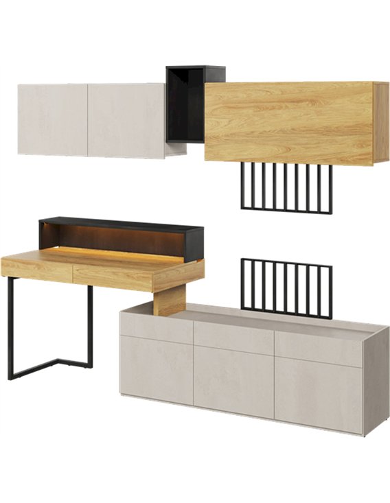 Buffet trois portes avec plateau sécurisé