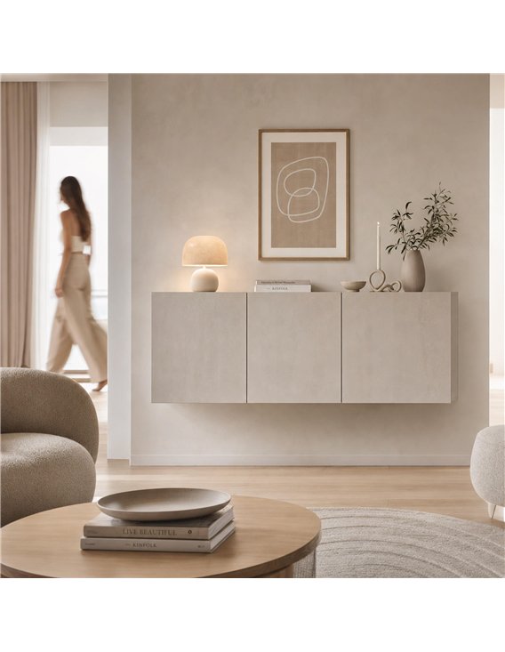 Armoire suspendue ouverte avec compartiments