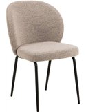 Chaise de salle à manger en tissu bouclé beige avec pieds fins noirs