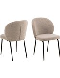 Deux chaises beiges en tissu bouclé vues de dos et de face