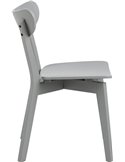 Chaise grise vue de profil montrant l'assise et les pieds