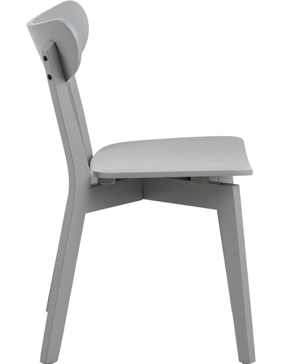 Chaise grise vue de profil montrant l'assise et les pieds