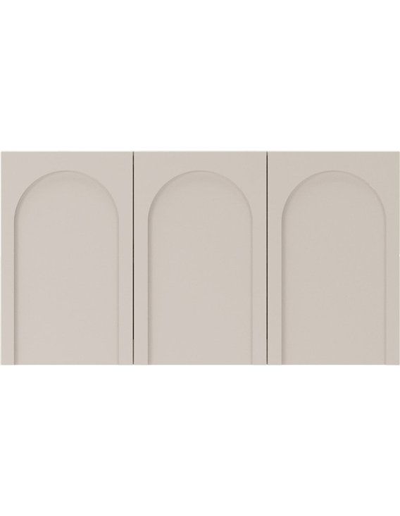 Buffet trois portes arquées beige, vue de face rapprochée des façades