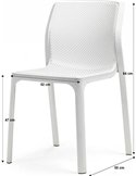 Chaise de jardin ajourée blanche, cotes de hauteur, largeur et profondeur