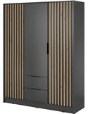 Armoire à lattes anthracite et bois clair, vue de face