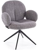 Chaise pivotante gris clair à accoudoirs arrondis et piètement noir