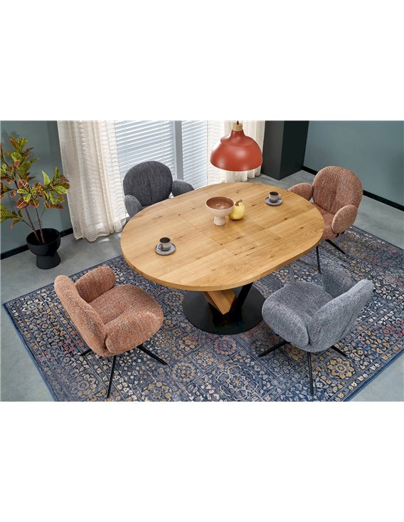Chaise pivotante tapissée avec accoudoirs