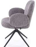 Chaise grise vue de profil avec accoudoir rembourré détaillé