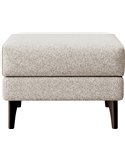 Pouf repose pieds beige clair vu de face, pieds sombres
