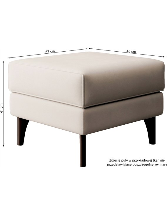 Schéma coté du pouf repose pieds beige clair, 57 cm sur 48 cm