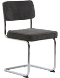 Chaise tapissée au design Bauhaus en velours côtelé gris anthracite, vue de trois quarts