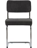 Chaise tapissée au design Bauhaus, vue de face de l'assise et du dossier en velours côtelé gris