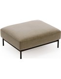 Pouf carré en tissu beige, vue de trois quarts